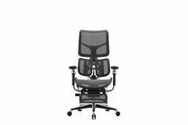 Эргономичные кресло FALTO SCALA с подножкой (Каркас чёрный, сетка тёмно серый)