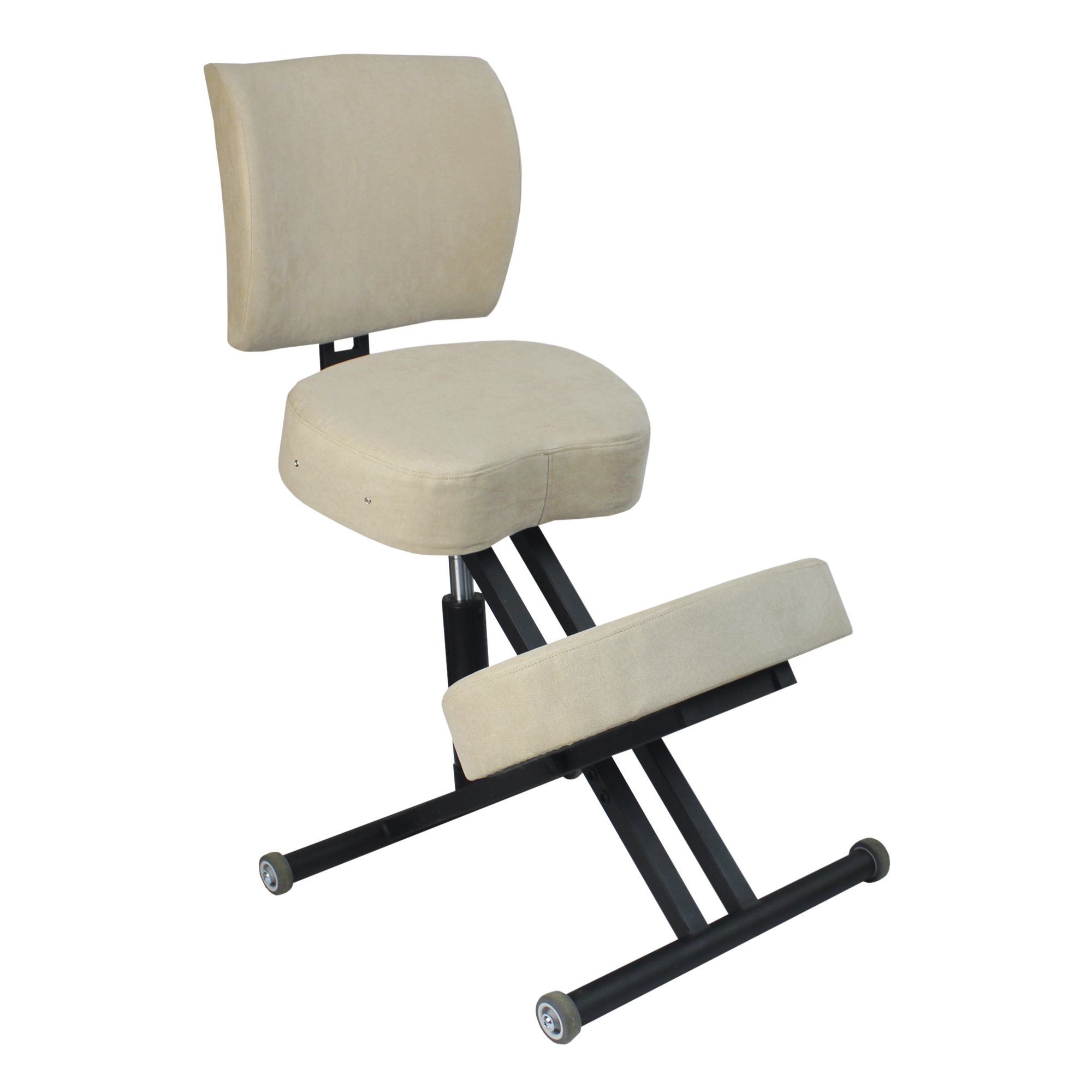 Коленный стул со спинкой ОЛИМП (премиум комфорт) бело-бежевый