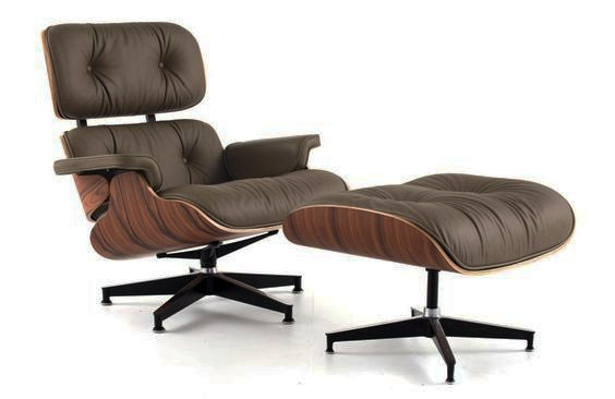 Кресло Eames Style Lounge Chair & Ottoman PREMIUM коричневая кожа