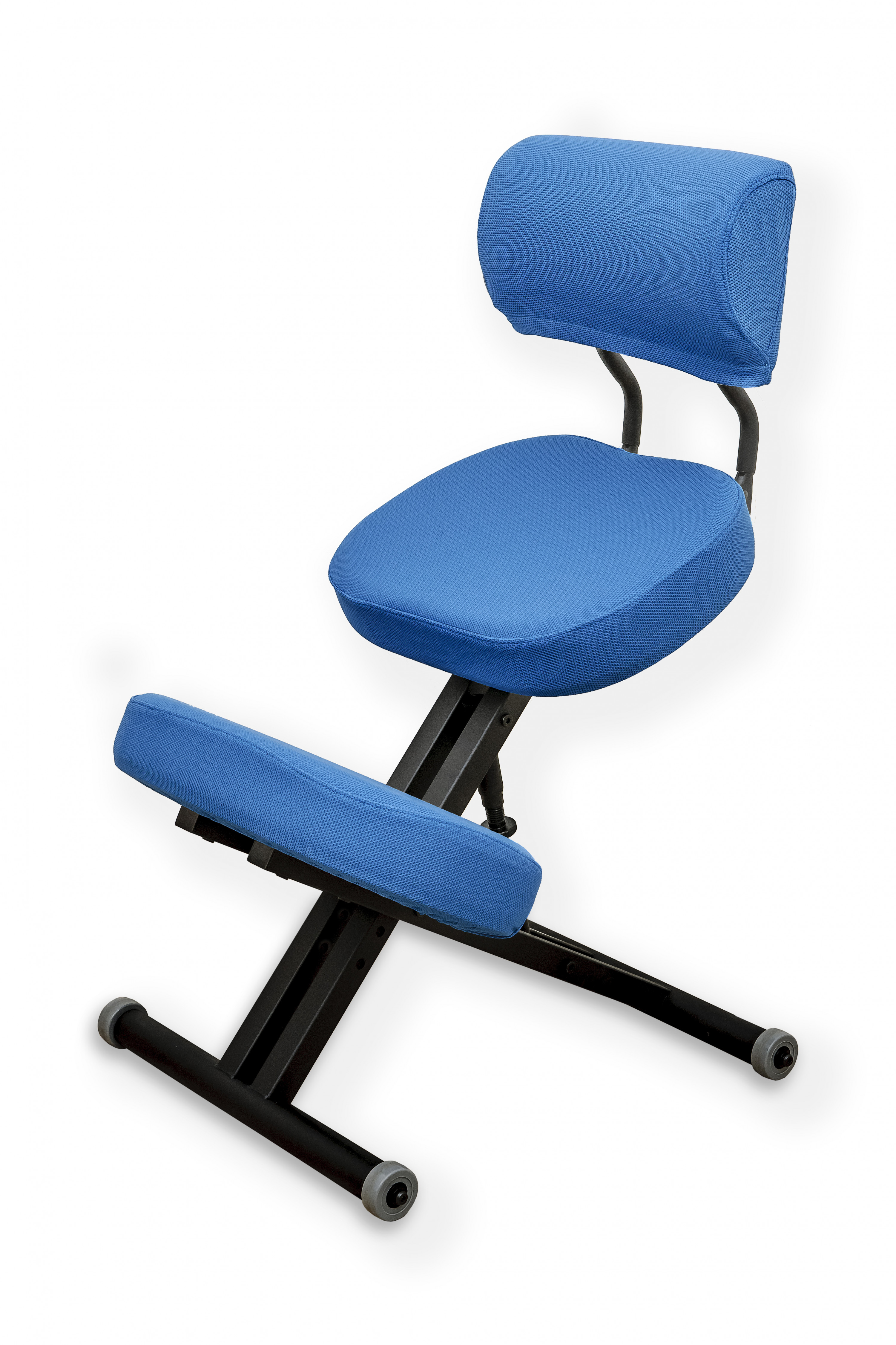 Smartstool KM01BМ Black — металлический коленный стул (со спинкой), голубой