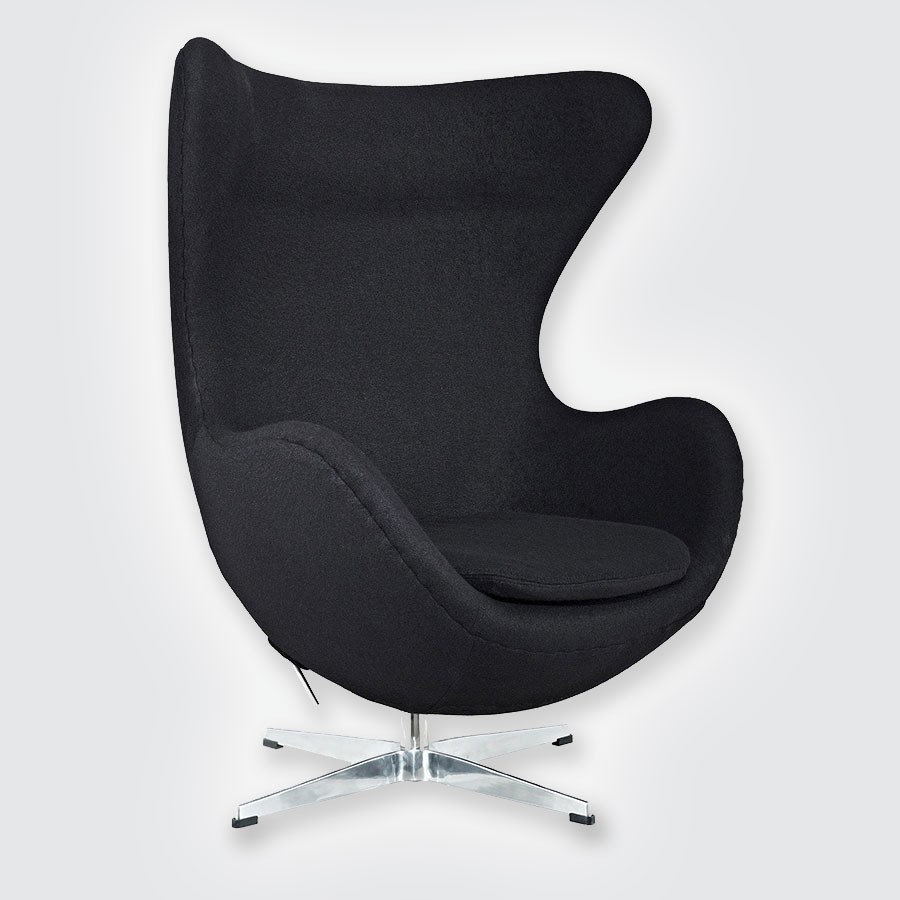 Кресло Arne Jacobsen Style Egg Chair шерсть черный
