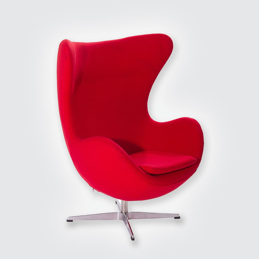 Кресло Arne Jacobsen Style Egg Chair шерсть красный