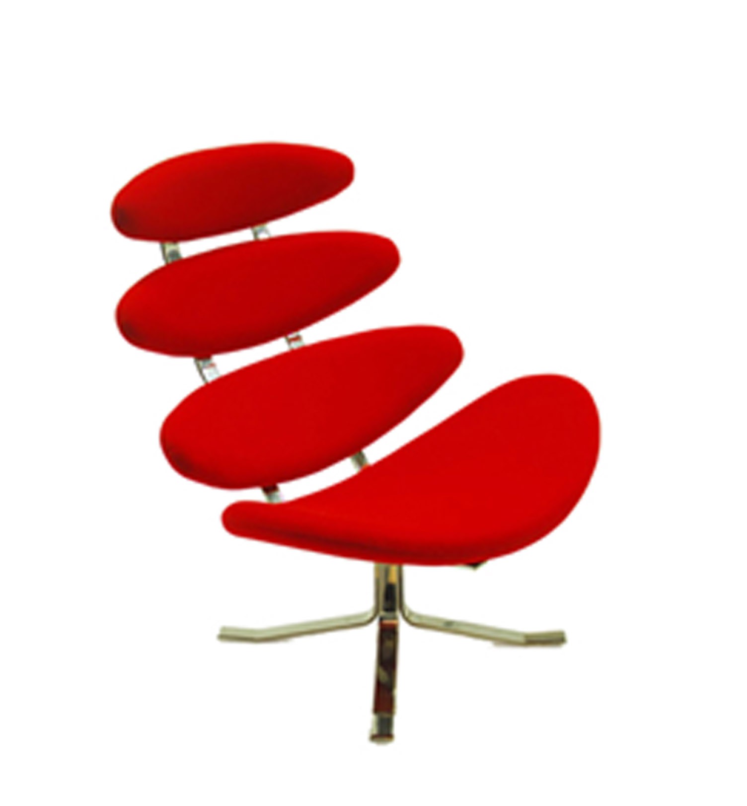 Кресло Scott Howard Poul Volther Style Corona Chair & Ottoman красная кожа