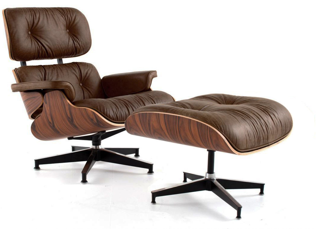 Кресло Eames Style Lounge Chair & Ottoman PREMIUM состаренная кожа