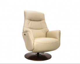 Кресло Relax ZERO Electro кожа ( 061 LIGHT CREAM / 029 WALNUT)