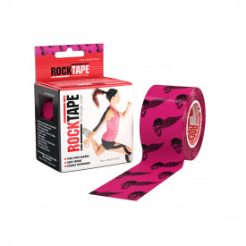 RockTape Кинезиотейп Design, 5см х 5м, розовый череп