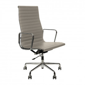 Кресло Eames Style HB Ribbed Office Chair EA 119 серая кожа