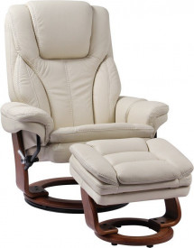 Кресло-реклайнер Relax Hana из натуральной кожи с подставкой для ног, кремовый