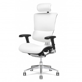 Эргономичное кресло Expert Sail Leather SAL-01 (белая кожа/черн каркас)