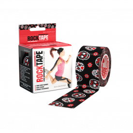 RockTape Кинезиотейп Design, 5см х 5м, черный с черепами и цветами (Muer)