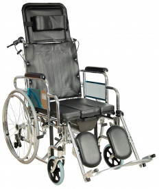 Кресло-коляска механическая Med-Mos FS204BJG СТАЛЬ, без ручного тормоза