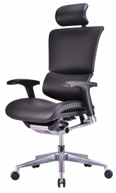 Эргономичное кресло Expert Sail Leather SAL-01 (черная кожа/черн каркас)