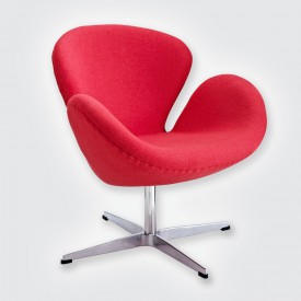 Кресло Arne Jacobsen Style Swan Chair шерсть красный