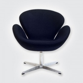 Кресло Arne Jacobsen Style Swan Chair шерсть черный