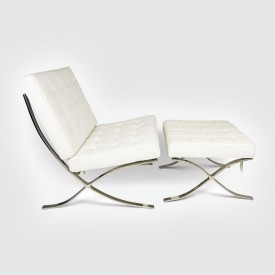 Кресло Barcelona Style Chair & Ottoman белый