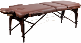 Массажный стол Atlas Sport 70 см LUX new , (memory foam) складной 3-с деревянный (коричневый)