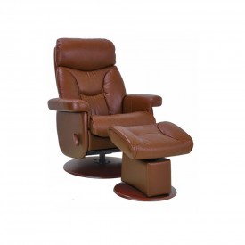 Кресло-реклайнер Relax Master S14120 кожа-т.коричневый / дерево св.коричневый