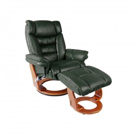Кресло-реклайнер Relax Zuel 7582W кожа - зеленый/дерево-коричневый