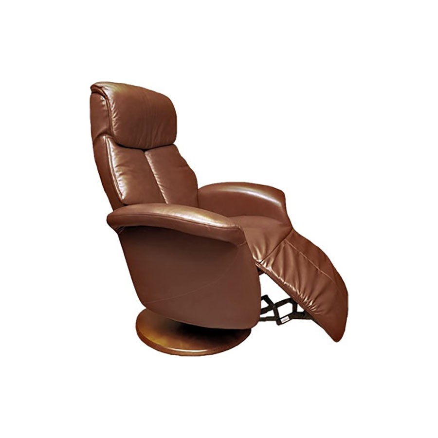 Кресло-реклайнер Relax Lotus 7703 кожа - темно-коричн / дерево-светло-коричневый