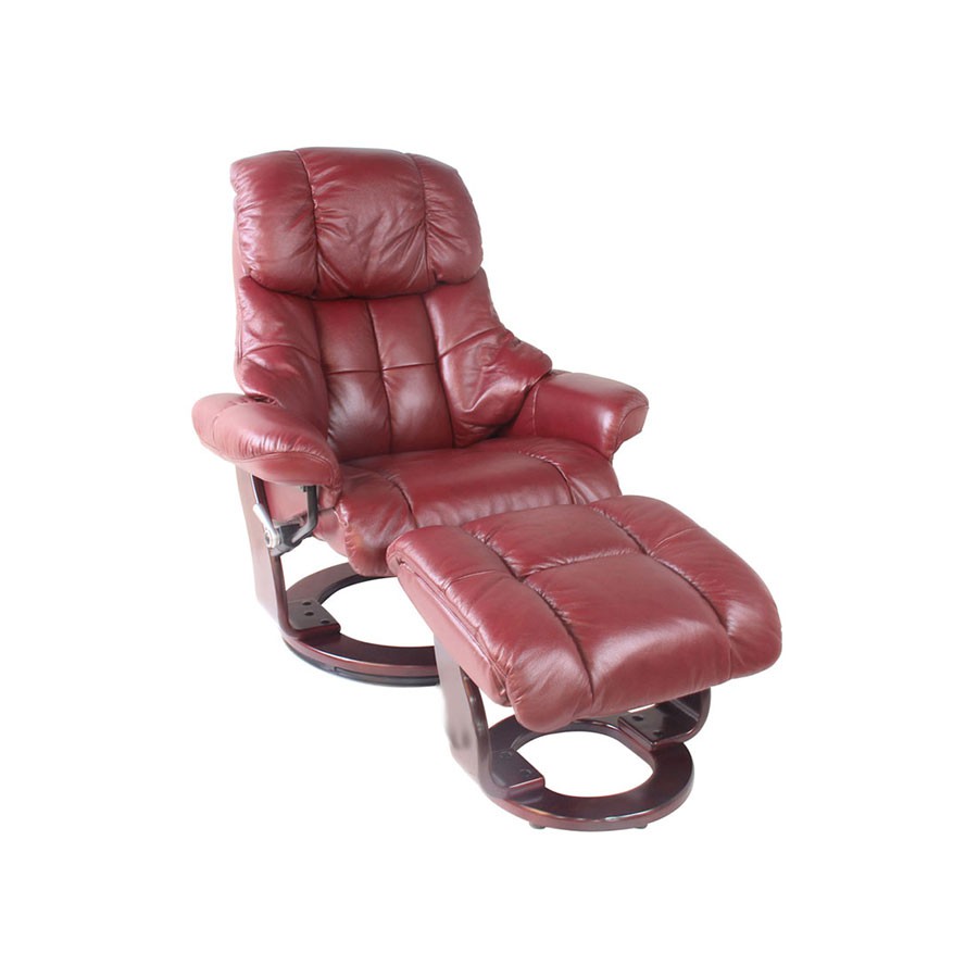 Кресло-реклайнер Relax LUX 7438W кожа-бордо 033 /дерево-коричневый 026      019