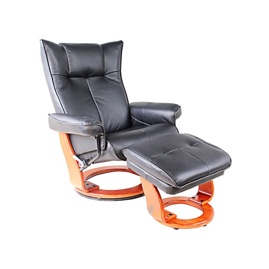 Кресло-реклайнер Relax MAURIS 7604W кожа-черная / дер-светло-кор