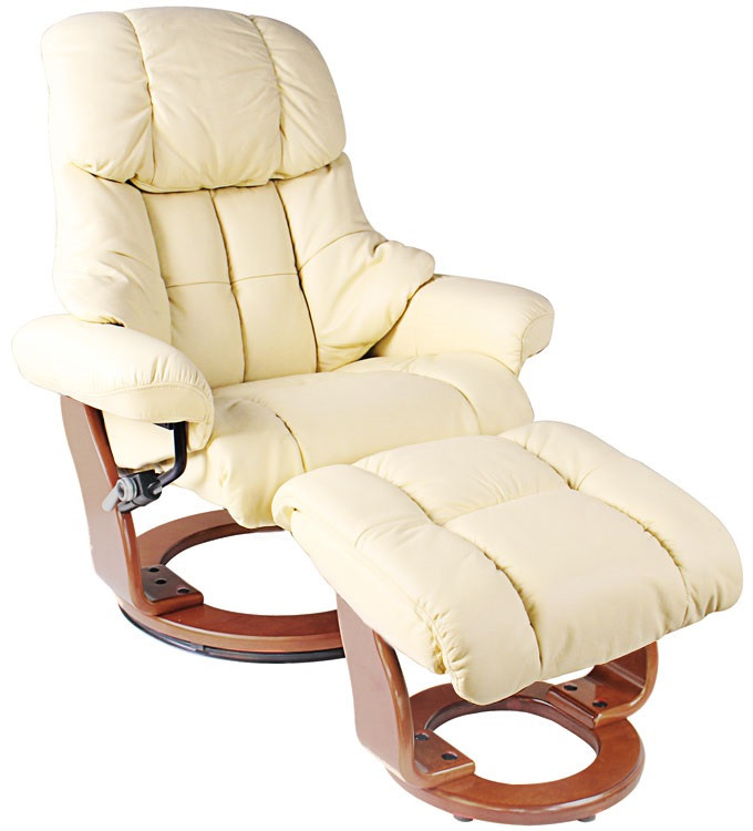 Кресло-реклайнер Relax LUX 7438W, кожа-кремовая
